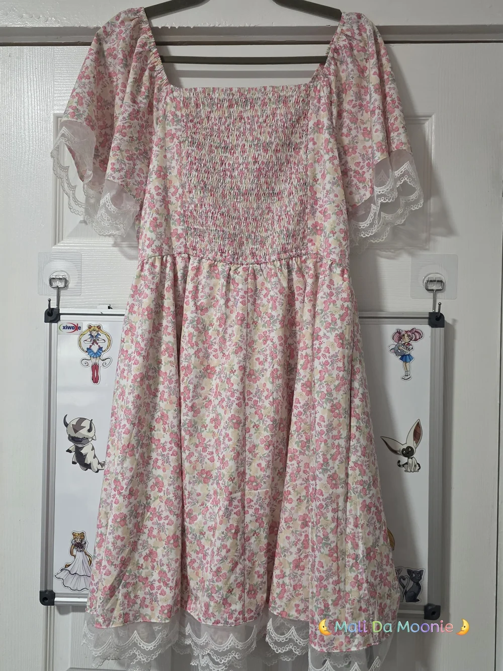 Sweetheart Pink Floral Mini Dress with Ruched Bodice - Picture 5 of 5